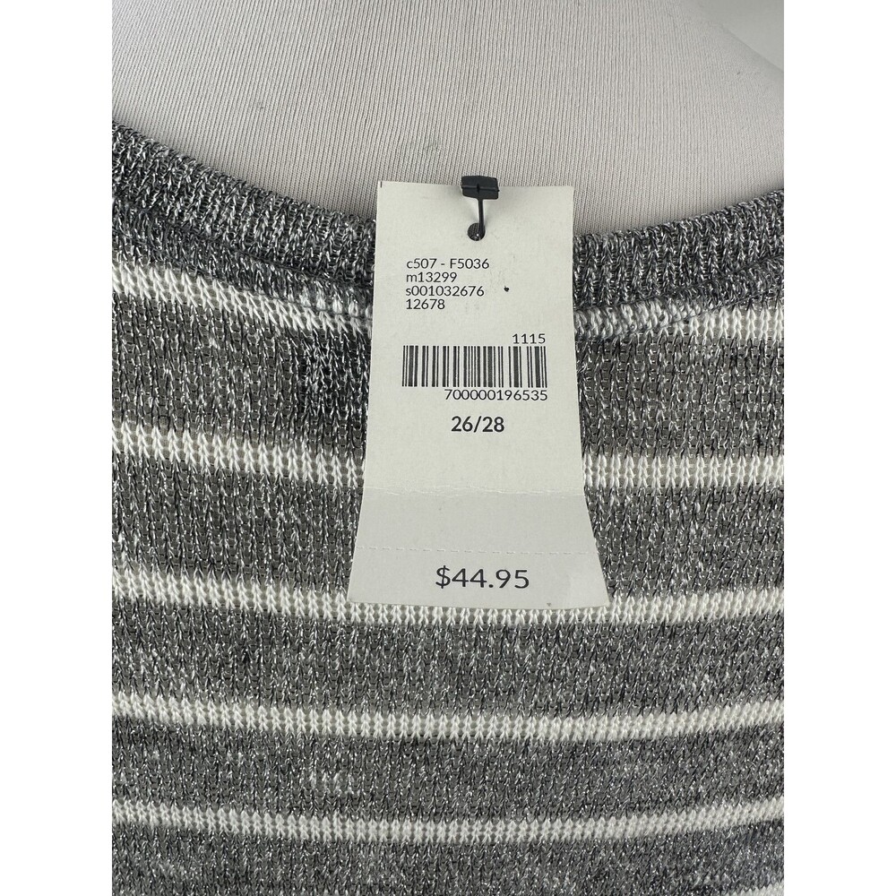 ✨2/$20 NWT Lane Bryant Sheer Metallic Striped Blouse Shimmer Plus Size 26/28 - Picture 14 of 15